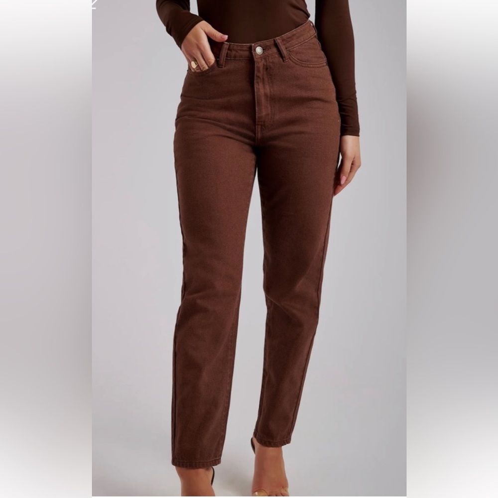 MESHKI Pia Chocolate Brown Jeans with Split Hem ✨ Worn Once ✨ Size: 7